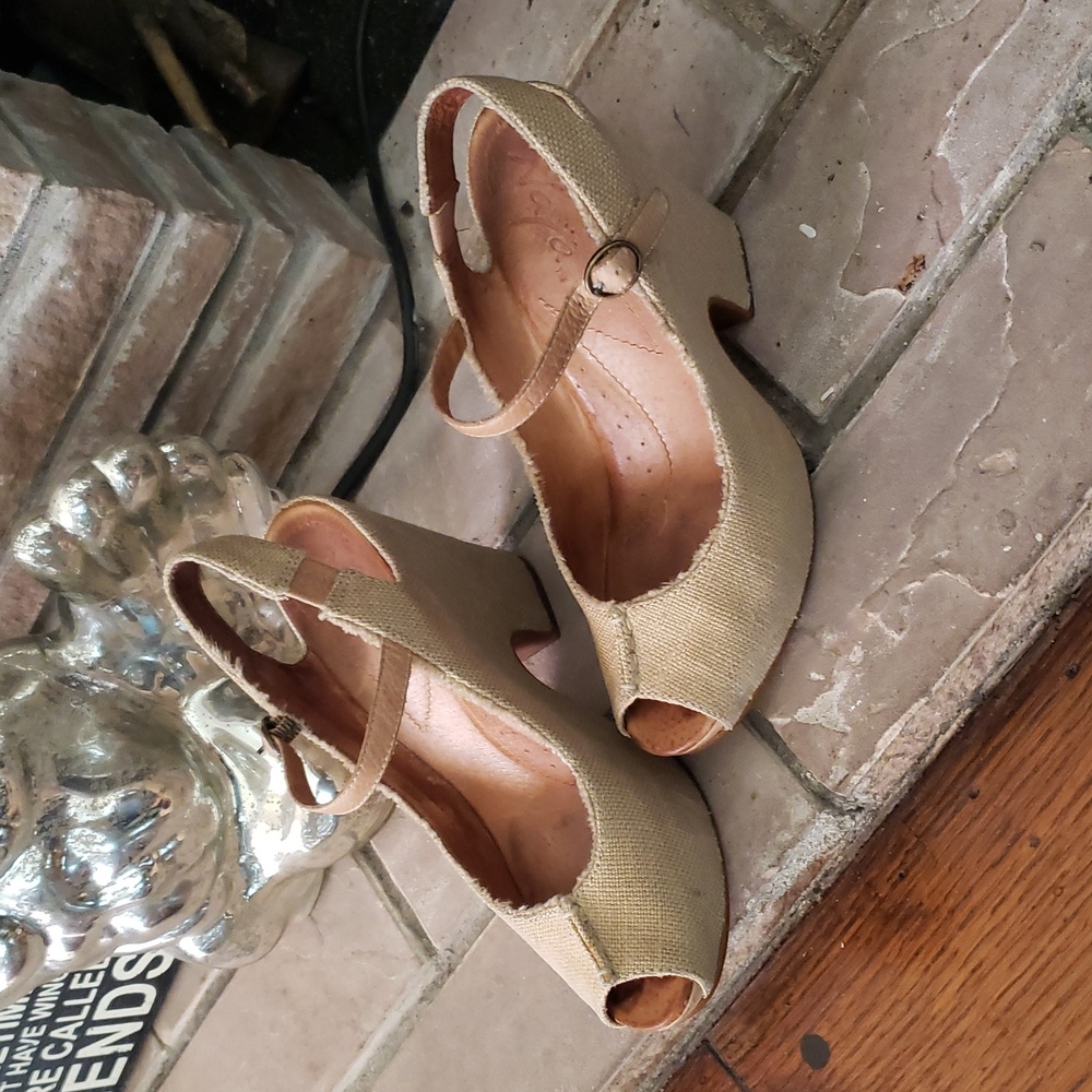 Naya For Anthropologie Espadrille Peep Toe Heels Size 8 - Picture 11 of 12
